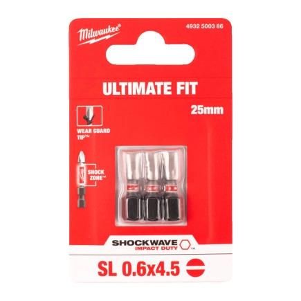 Біти Milwaukee Shockwave, SL0,6x4,5х25мм, набір 3шт