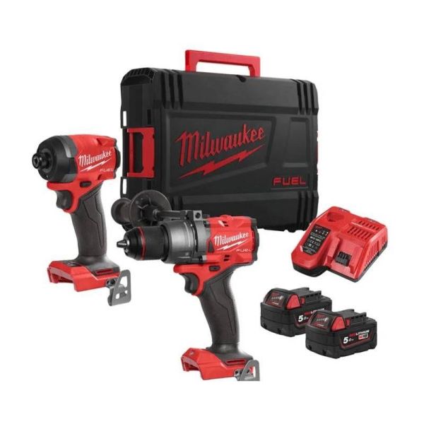 Набір із двох акумуляторних інструментів Milwaukee M18 M18FPP2A3-502X шурупокрут-дриль M18 FPD3-0X гвинтоверт ударний M18 FID3-0X акб М18 1х5А·год ЗП M12-18FC T