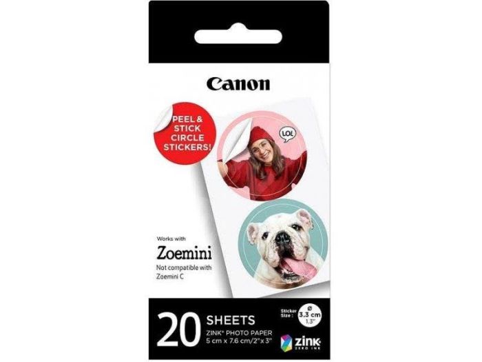 Папір Canon ZINK™ 1.3" у вигляді круглих наліпок, 20 арк.