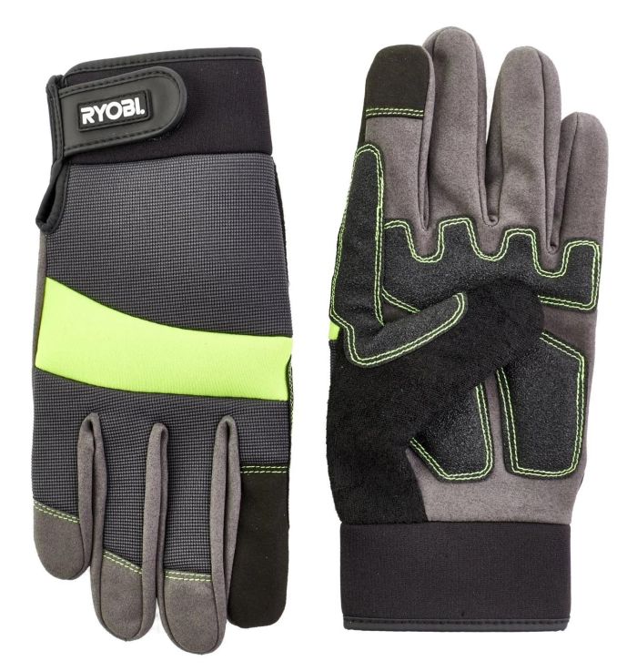 Рукавички робочі Ryobi RAC811L, захист від порізів, вологозахист, р.L, сіро-жовтий