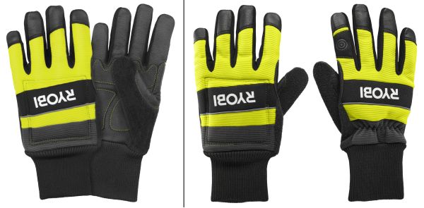Рукавички робочі Ryobi RAC258M, козяча шкіра, захист від порізів, р.M, чорно-жовтий