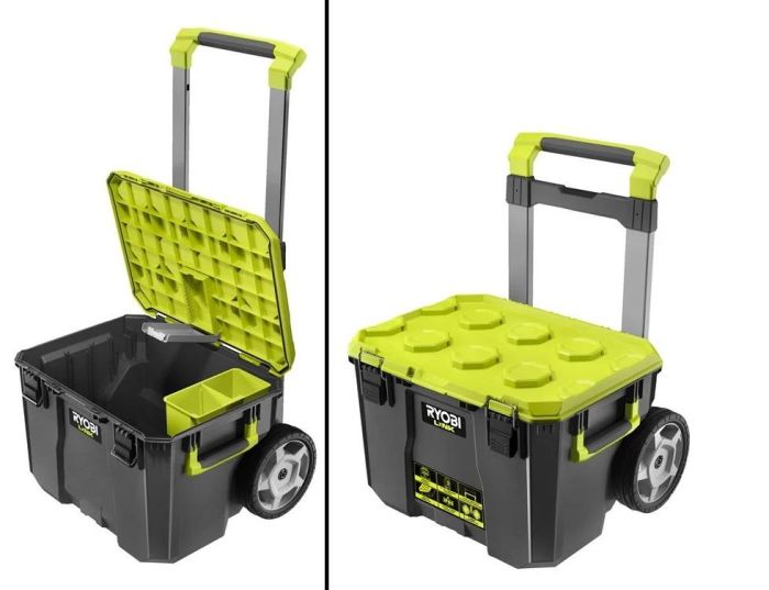 Ящик модульний для інструменту Ryobi Link RSL201, на коліщатках, телескопічне руків'я, 39х57х49.5см, пластик
