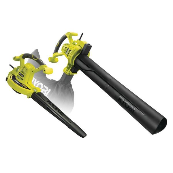 Повітродув-пилосос садовий мережевий Ryobi RBV3000CSV 3000Вт 3в1 375км/год мішок 45л ергоремені Vertebrae 4.2кг