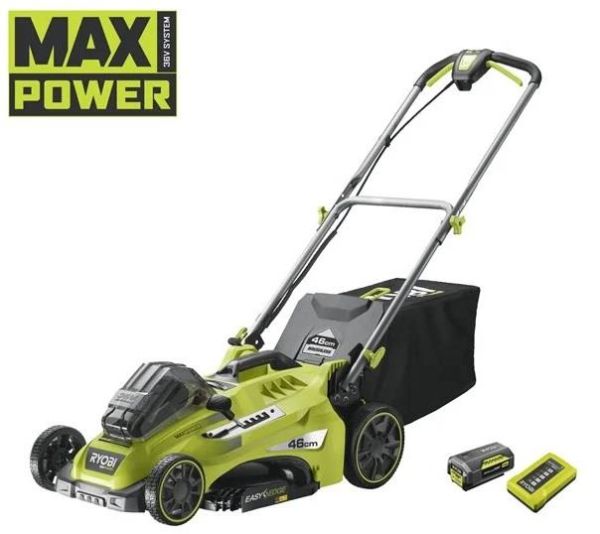 Газонокосарка акумуляторна Ryobi Max Power RLM36X46H50PG 36В акб 1х5А·год 46см 45л 20-70мм 17.8кг