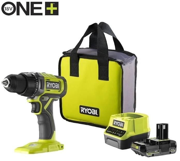 Шурупокрут-дриль акумуляторний Ryobi ONE+ RDD18-1C20S 18В 1х2А·год ЗП 52Нм 450·1750об/хв 1.1кг сумка