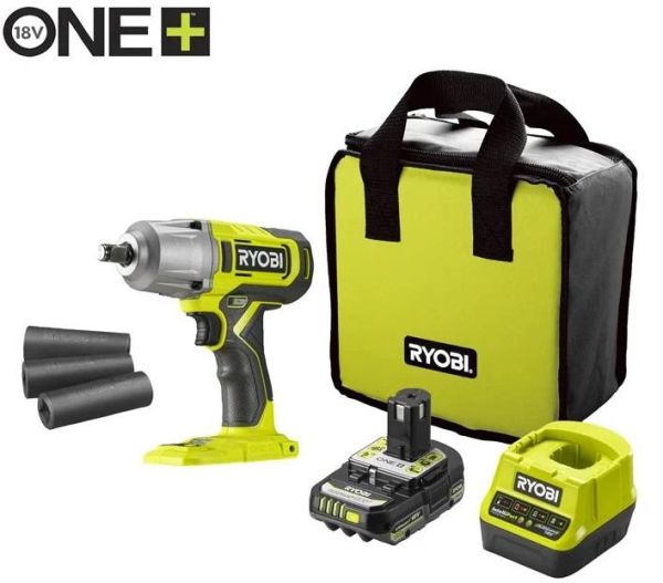 Гайковерт ударний акумуляторний Ryobi ONE+ RIW18-1C20SA3 18В АКБ 1х2А·год 800Нм 2600об/хв 1/2" 3 швидкості 1.7кг сумка