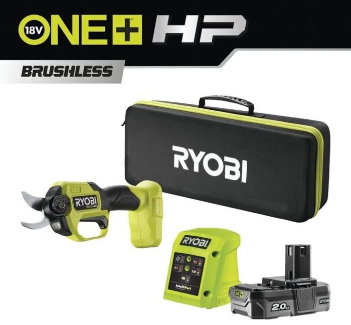Секатор акумуляторний Ryobi ONE+ HP RY18SCXA-120T 18В акб 1х2А·год ЗП d різа 28мм 0.83кг кейс