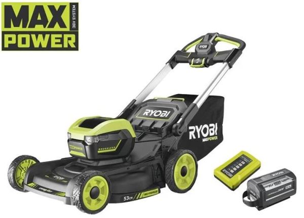 Газонокосарка акумуляторна Ryobi Max Power RY36LMXSP53A-160 36В акб 1х6А·год 53см 70л 20-100мм самохідна 30кг