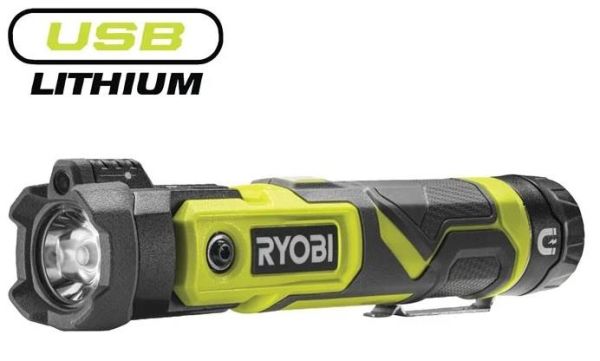Ліхтар ручний акумуляторний Ryobi USB Lithium RLP4-0 4В 640лм 3 функції освітлення поворотна головка магніт 0.18кг без АКБ та ЗП