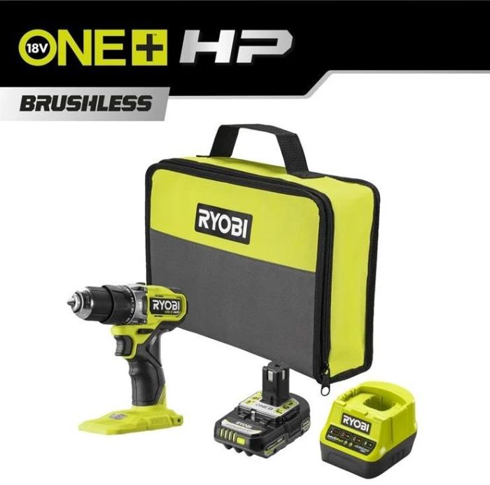 Шурупокрут-дриль акумуляторний Ryobi ONE+ HP RPD18C1-1C20G 18В 1х2А·год ЗП 60Нм 450·1700об/хв 0.95кг сумка