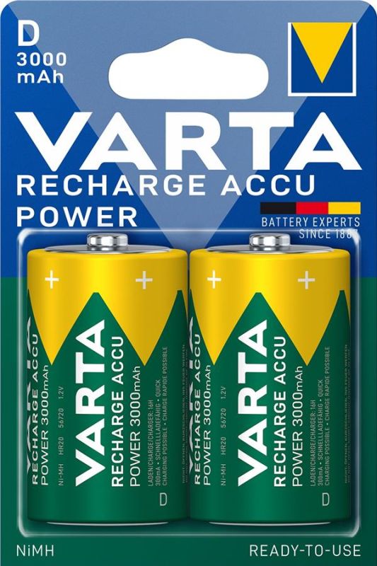 Акумулятор Varta NI-MH Power D(LR20) 3000 мА•г, 2шт