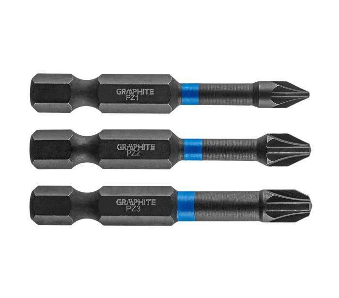 Біти GRAPHITE 1/4", ударні, PZ, 50мм, сталь S2 набір 3шт