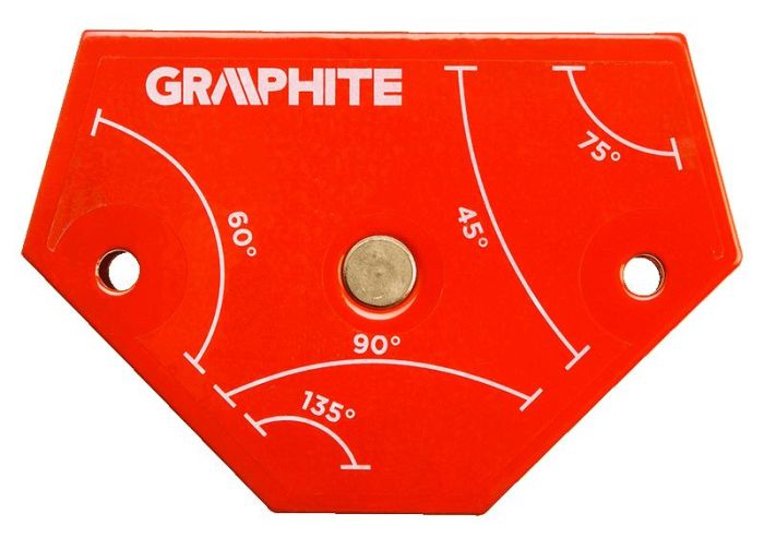 Кутник зварювальний GRAPHITE 56H904 магнітний 64x95x14мм макс.вантажопідйомність кут 45/60/75/90/135° 11.4кг