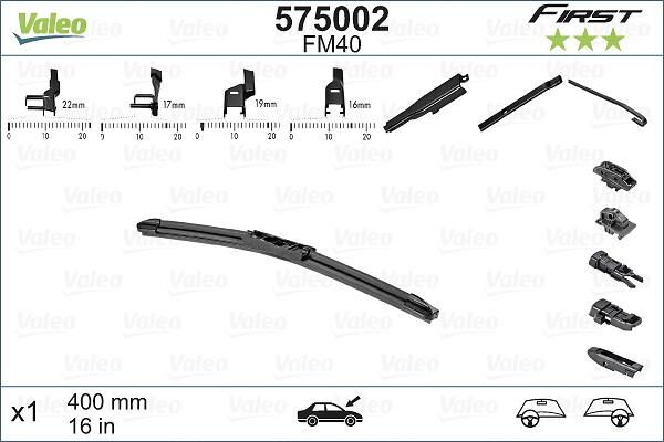 Склоочисник VALEO First безкаркасний 400мм (575002)