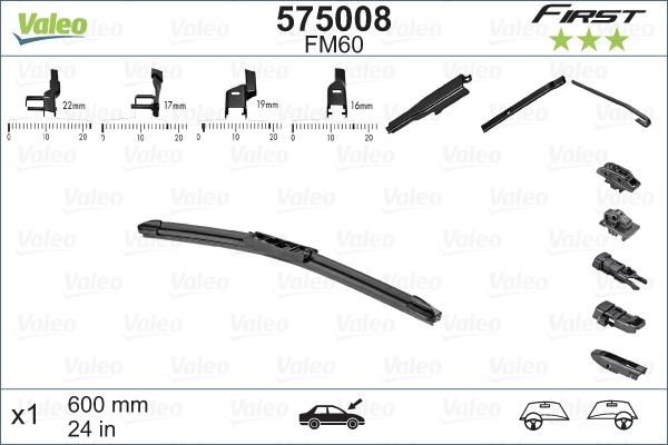 Склоочисник VALEO First Multiconnection 2 безкаркасний 600мм (575008)