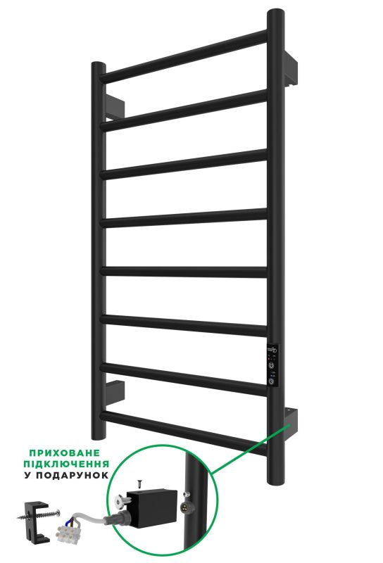 Рушникосушка ARDESTO електрична  Classik-TR K, 770x430х80мм, таймер-регулятор, сталь, чорний матовий
