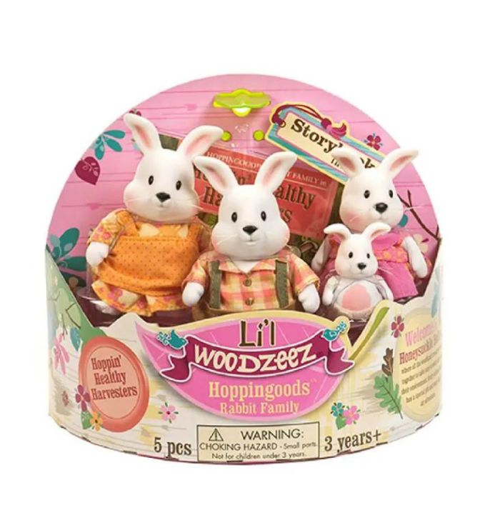 Набір фігурок Li'l Woodzeez Сім'я Кроликів 4од, книжка EN