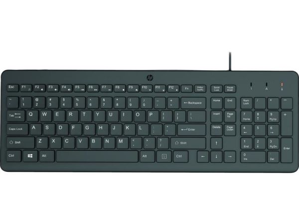 Клавіатура мембранна HP 150, 104key, USB-A, EN/RU, чорний