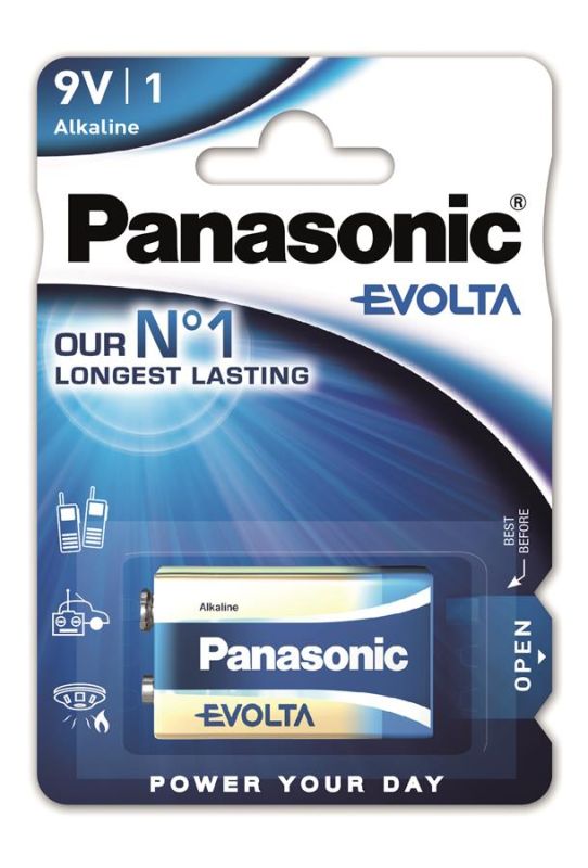 Батарейка Panasonic Evolta лужна 6LR61(6LF22, MN1604, MX1604, Крона) блістер, 1 шт.