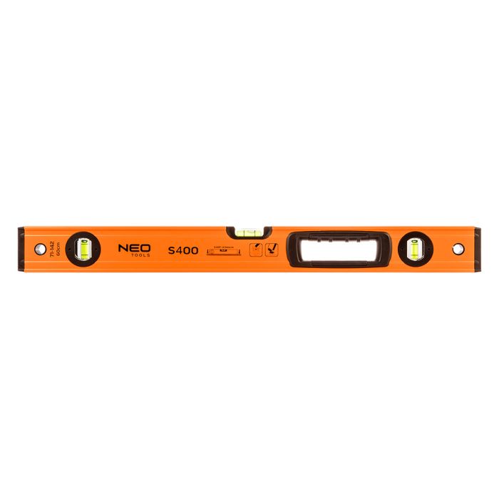 Рівень Neo Tools S 400 алюмінієвий, 60см, 3 капсули, 1 отвір для рук