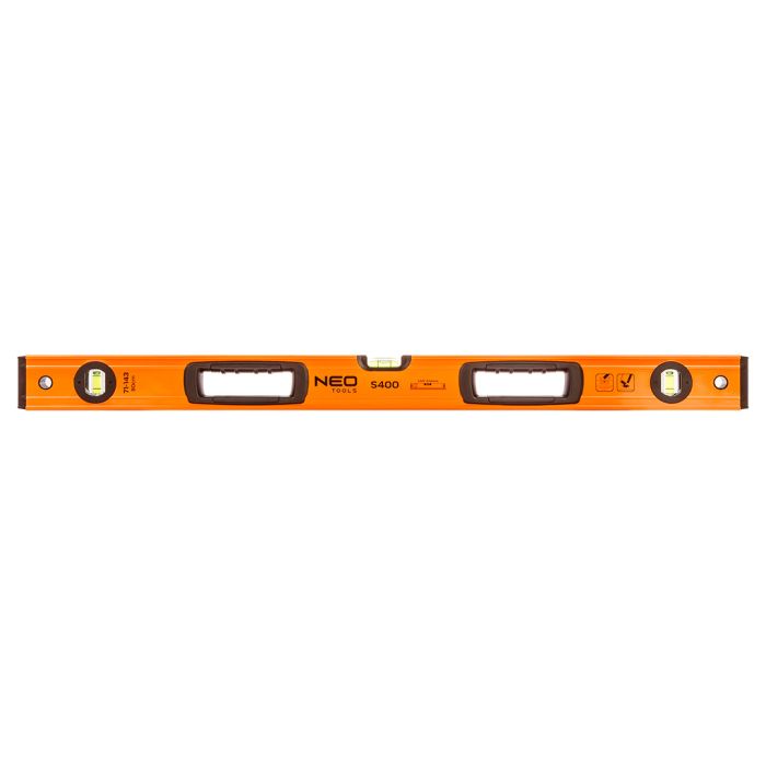 Рівень Neo Tools S 400 алюмінієвий, 80см, 3 капсули, 2 отвори для рук