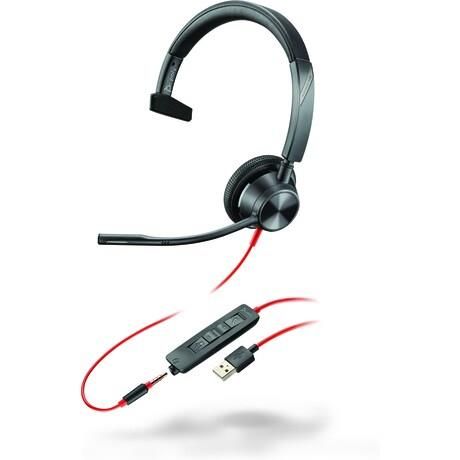 Гарнітура Комп`ютерна моно On-ear Poly Blackwire 3315, USB-A, всеспрямований, чорний