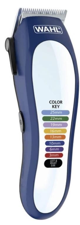 Машинка для стрижки Wahl Color Pro Lithium, мережа+акум., вібраційний мотор, насадок-10, кейс, масло та ножиці у компл., сталь, біло-синій