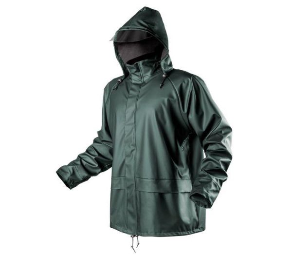 Куртка-дощовик Neo Tools, ПУ-ПВХ, підкладка поліестер, 310г/м кв, XXXL(58), зелений темний