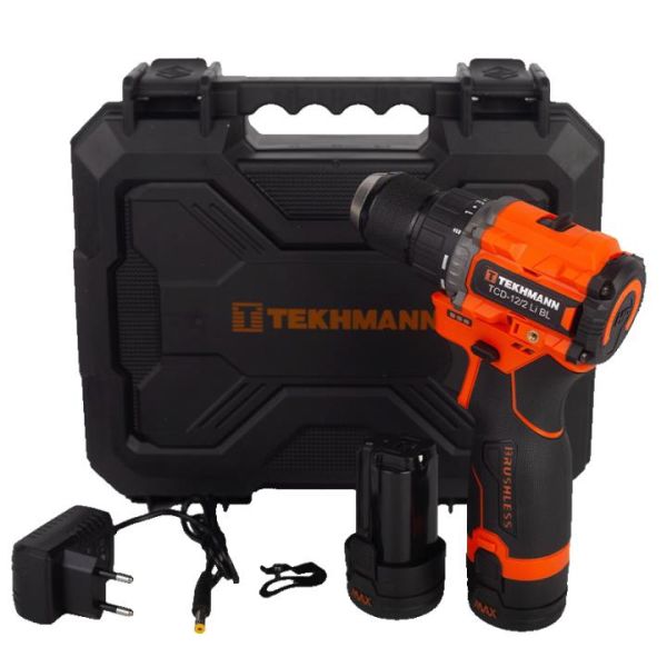 Шурупокрут-дриль акумуляторний Tekhmann TCD-12/2 Li BL 12В 2х1.5А·год 45Нм 550·1950об/хв 1.3кг кейс