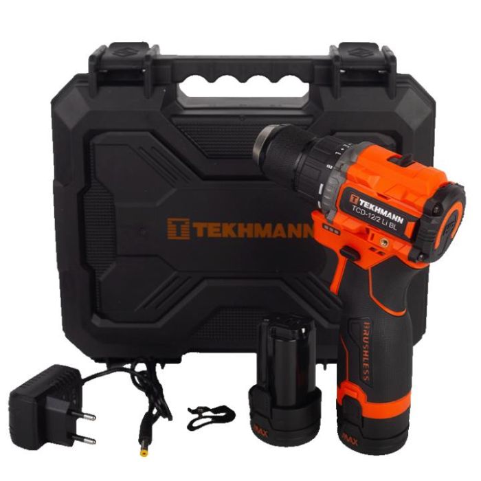 Шурупокрут-дриль акумуляторний Tekhmann TCD-12/2 Li BL 12В 2х1.5А·год 45Нм 550·1950об/хв 1.3кг кейс