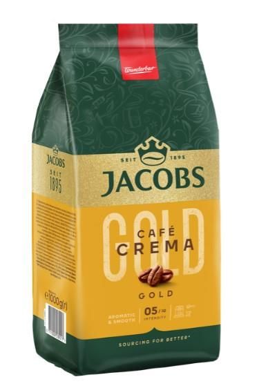 Кава Jacobs зерна, 1000г, Crema Gold, купаж арабіка/робуста