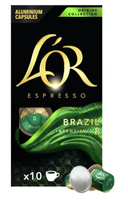 Кава L`OR капсули, Espresso Brazil Origins Collection, арабіка, 10шт, Nespresso