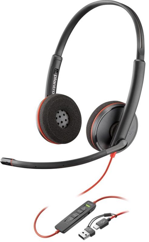 Гарнітура Комп`ютерна стерео On-ear Poly Blackwire 3220, USB-A, USB-C, всеспрямований, чорний