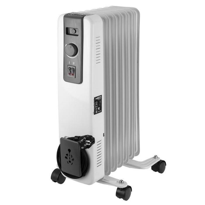 Обігрівач оливний Neo Tools, 20м2, 1.5кВт, мех. упр-ння, 7 секцій, білий