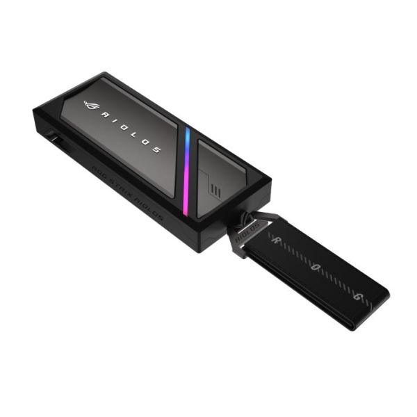 Портативний корпус ASUS для SSD ROG STRIX AIOLOS PCIe NVMe M.2 2230/2242/2260/2280 USB Type-C 3.2 Gen 2x2 ARGB чорний