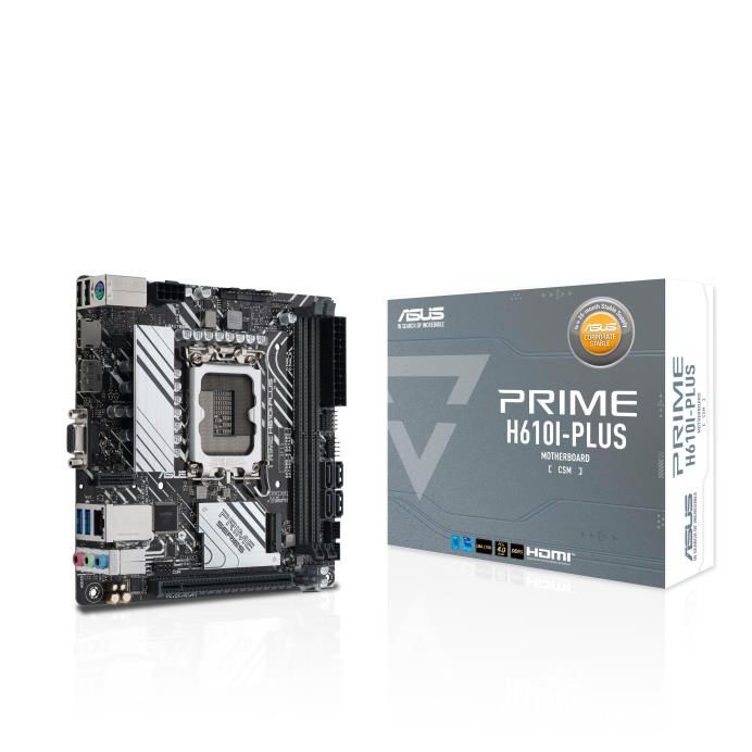 Материнcька плата ASUS PRIME H610I-PLUS-CSM s1700 H610 2xDDR5 M.2 HDMI D-Sub DP mITX