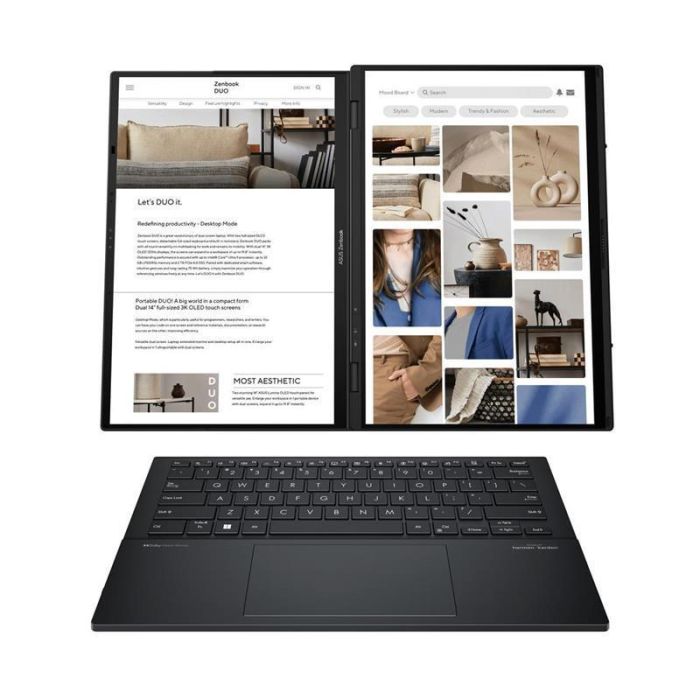 Ноутбук ASUS Zenbook Duo UX8406CA-QL047X 14" FHD Touch OLED, Intel Ultra 9 285H, 32GB, F2TB, UMA, Win11P, Сірий