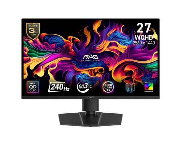 Монітор MSI 26.5" MAG 274QP QD-OLED X24 2xHDMI, DP, Audio, QD-OLED, 2560x1440, 240Hz, 0.03ms, DCI-P3 99%, G-SYNC, FreeSync, Pivot, HDR400