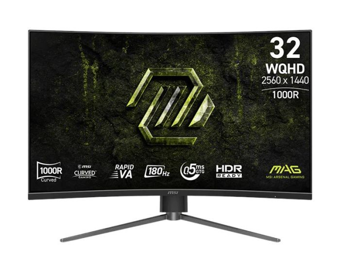 Монітор MSI 31.5" MAG 325CQPF-E18 2xHDMI, DP, Audio, VA, 2560x1440, 180Hz, 0.5ms, sRGB 111%, CURVED, AdaptiveSync, HAS