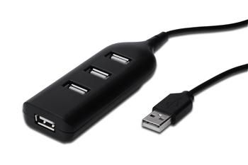Концентратор DIGITUS USB 2.0, 4 порти, пасивний, чорний