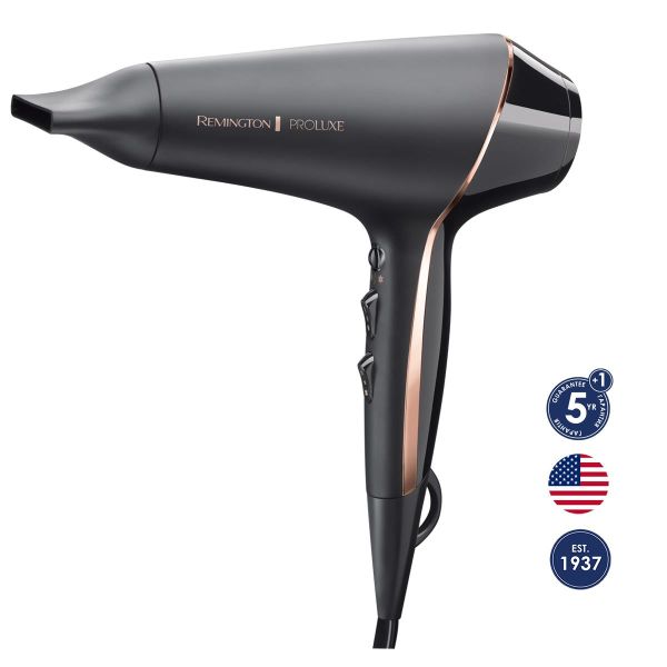 Фен Remington ProLuxe Midnight Edition, 2400Вт, 3 режими, дифузор, іоніз-я, хол. обдув, чорний