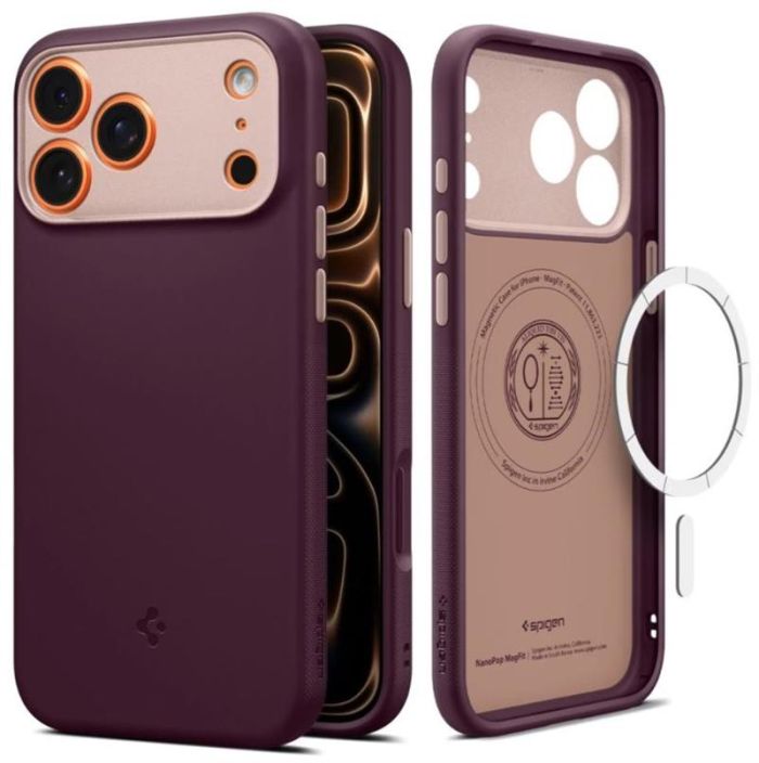 Чохол Spigen для iPhone 17 Pro Max, Nano Pop MagFit, Burgundy Bean