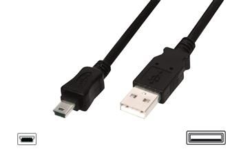Кабель DIGITUS USB 2.0 (AM/mini B 5pin) 1.0м, чорний