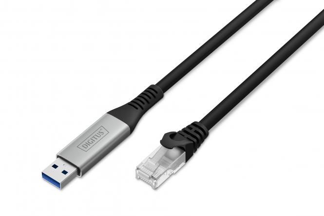 Кабель DIGITUS Ethernet USB-A - RJ45 CAT 6A S/FTP, 1 Gbit/s, 3m, LSZH