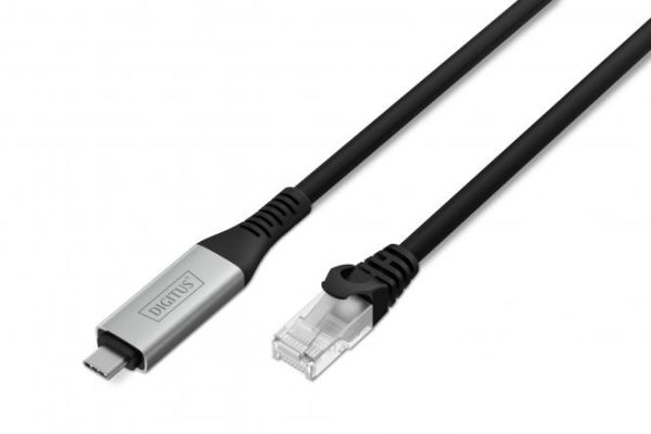 Кабель DIGITUS Ethernet USB-C - RJ45 CAT 6A S/FTP, 1 Gbit/s, 3m, LSZH