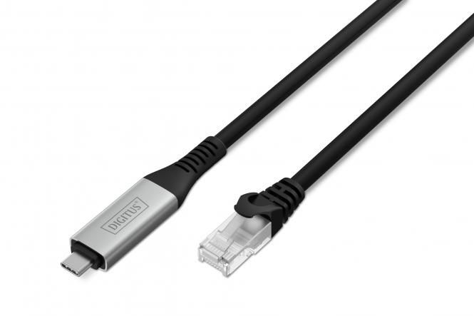Кабель DIGITUS Ethernet USB-C - RJ45 CAT 6A S/FTP, 1 Gbit/s, 3m, LSZH