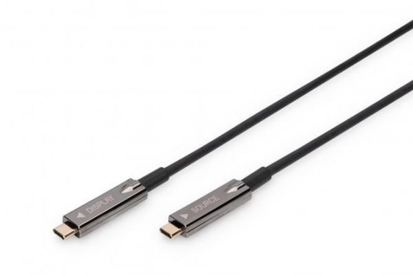 Кабель DIGITUS USB-C UHD 4K, AOC hybrid-fiber, type C M/M, 15м, чорний