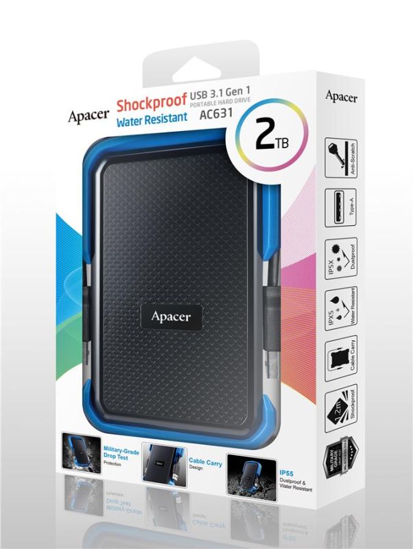 Портативний жорсткий диск Apacer 2TB USB 3.2 Gen1 AC631 IP55 Чорний