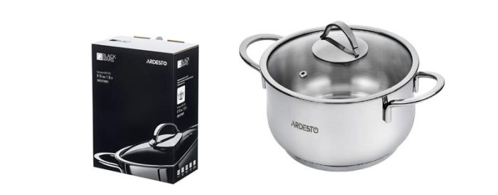 Каструля зі скляною кришкою ARDESTO Black Mars, 1.8л, нержавіюча сталь