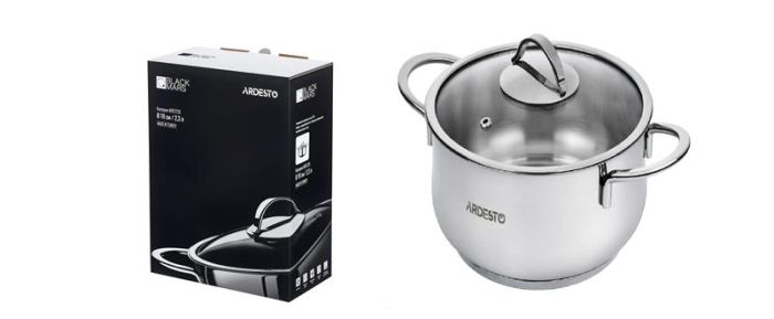 Каструля зі скляною кришкою ARDESTO Black Mars,  2.3л, нержавіюча сталь
